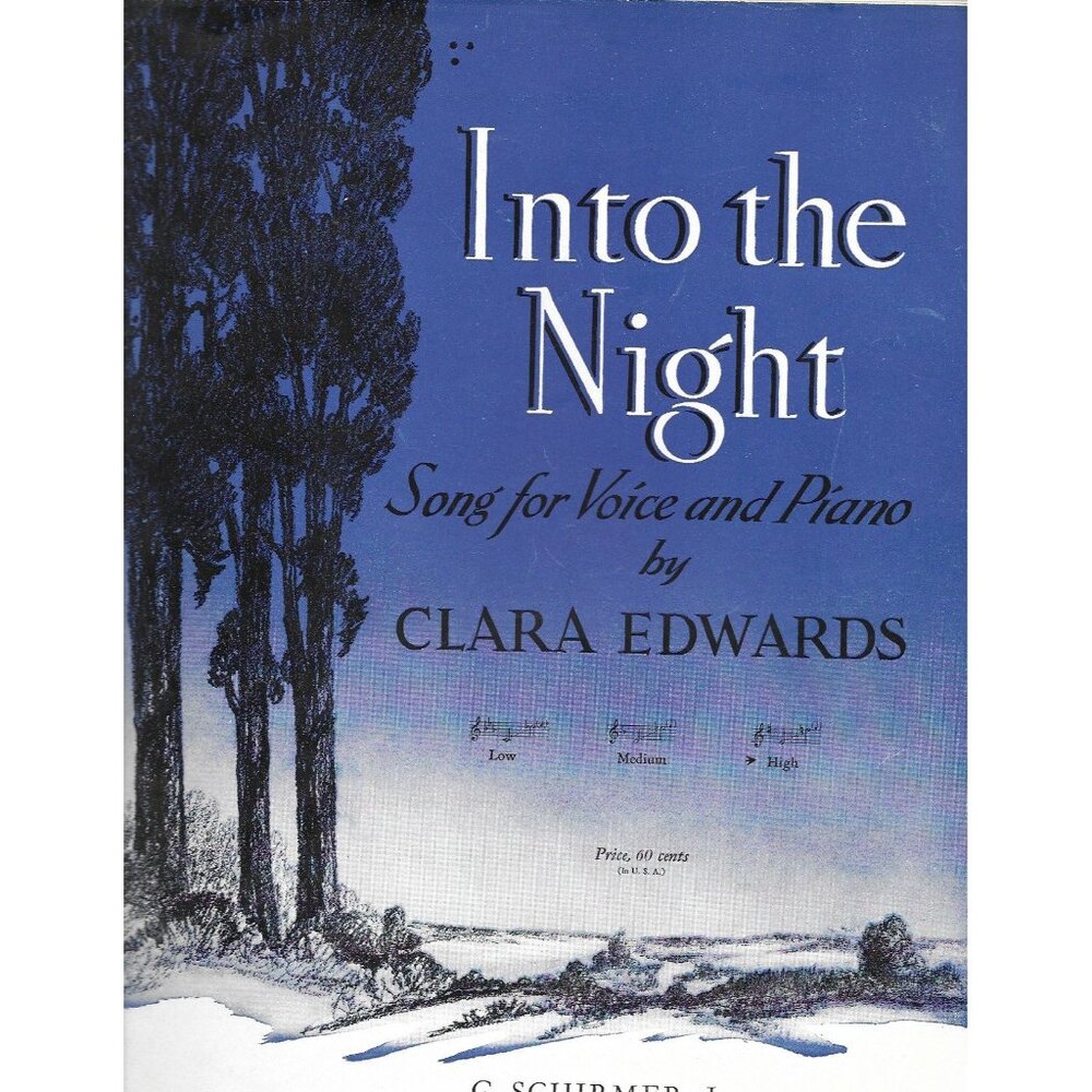 Into the Night Sheet Music (1939) Clara Edwards G Schirmer Song for Voice Piano